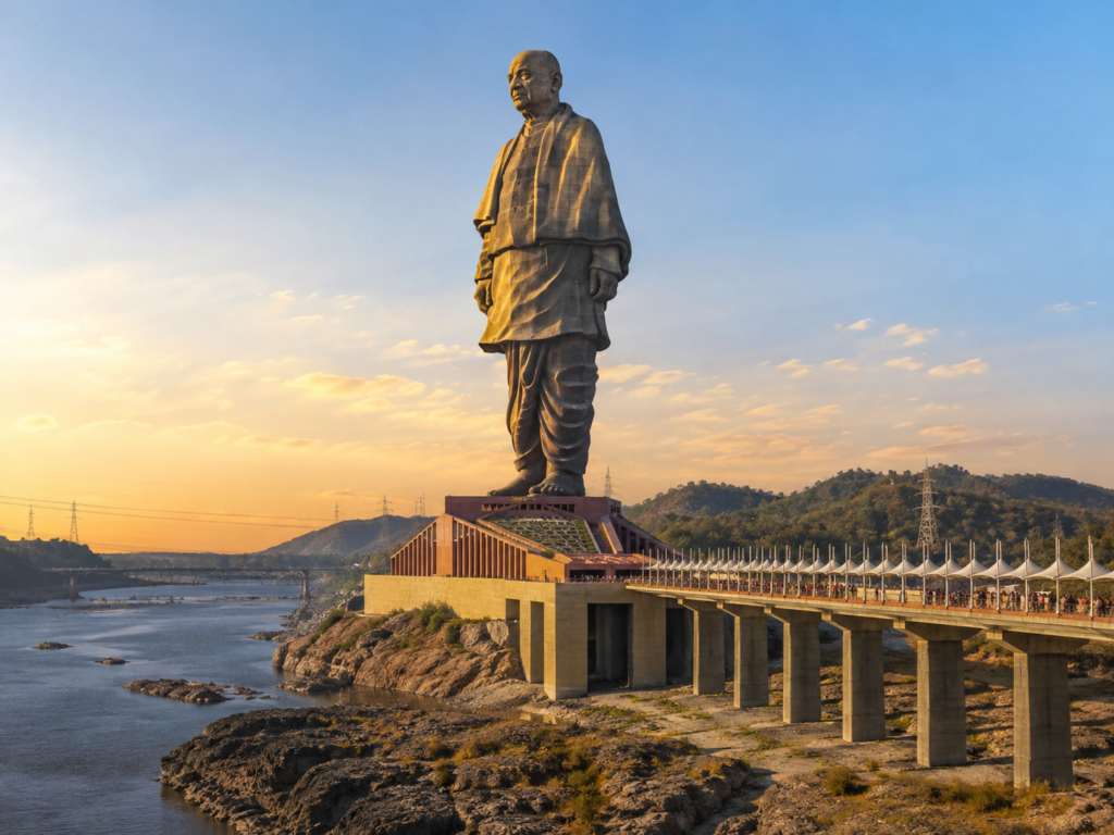 Hindistan'daki 182 metre yüksekliğindeki Statue of Unity heykeli
