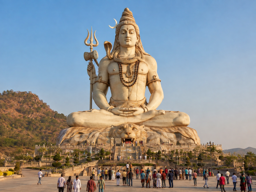 Hindistan'daki dev Vishwas Swaroopam Shiva heykeli