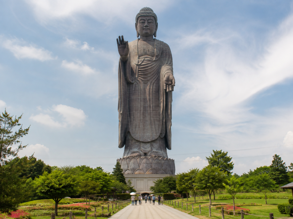 Japonya'daki dev Ushiku Daibutsu Buda heykeli