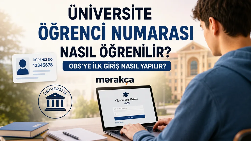 Dizüstü bilgisayardan üniversitenin öğrenci bilgi sistemini kontrol eden yeni üniversite öğrencisi