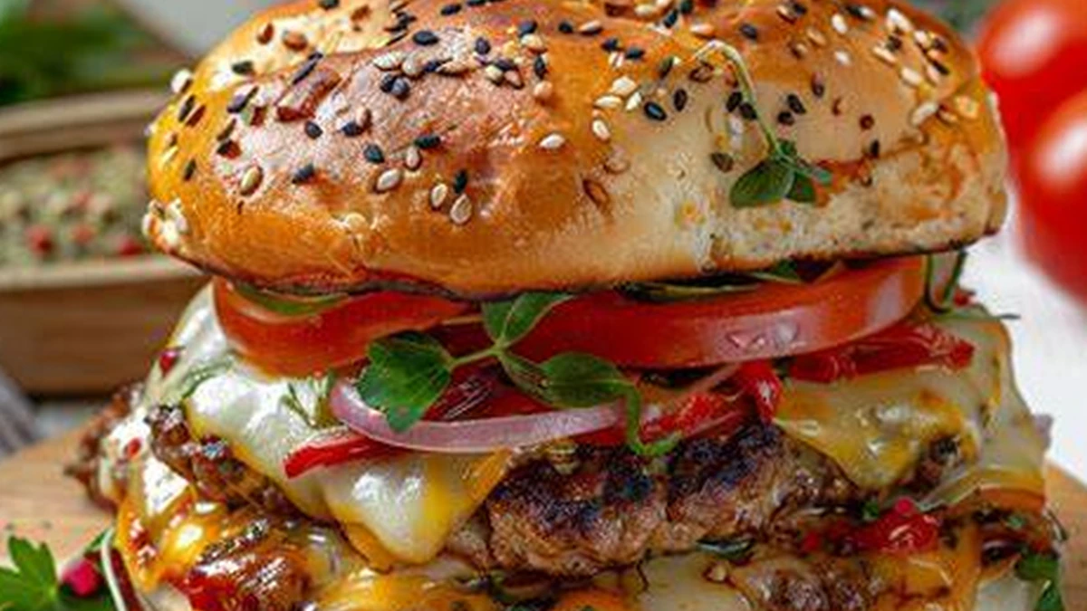 Bol malzemeli burger yemek seçeneği