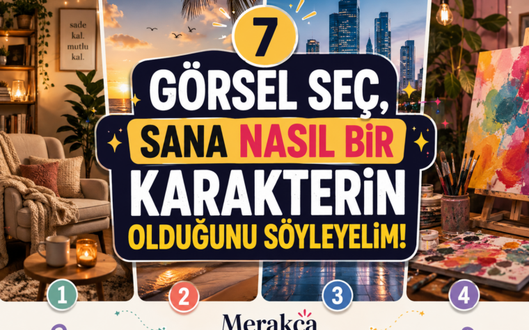 7 görsel seçerek karakterini keşfetmeyi sağlayan Merakça test kapak görseli