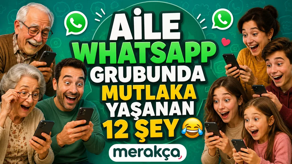 Farklı yaşlardan aile üyelerinin WhatsApp grubunda mesajlaştığını gösteren eğlenceli sahne