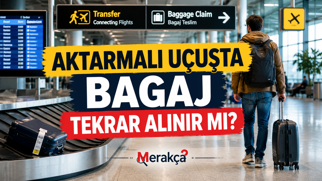 Aktarmalı uçuşta bagajın transfer sürecini gösteren havalimanı sahnesi