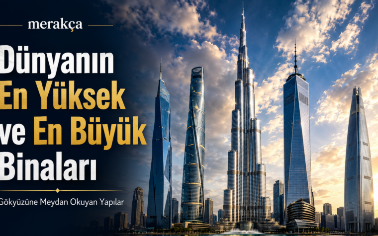 Dünyanın en yüksek ve en büyük binalarını gösteren gökdelen silüeti