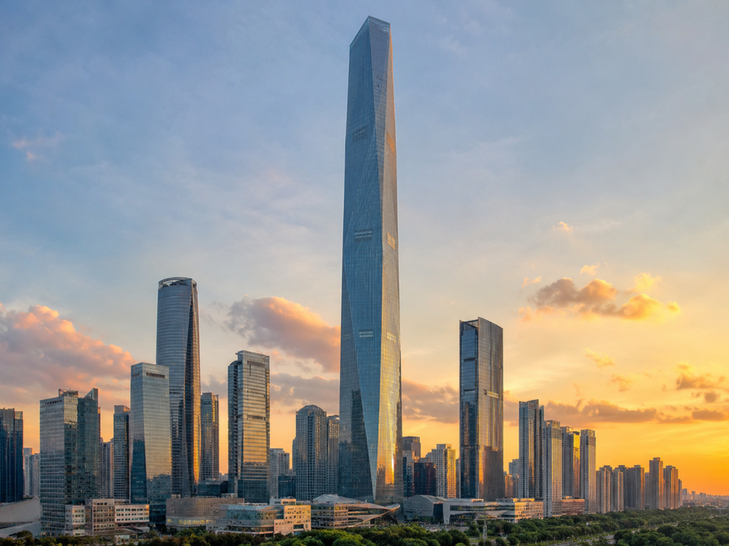 Guangzhou kentindeki CTF Finance Centre gökdeleni