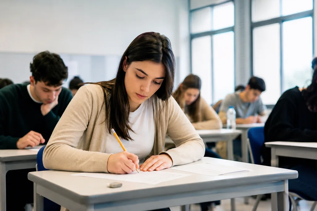 Üniversite yabancı dil yeterlilik sınavına hazırlanan öğrenci