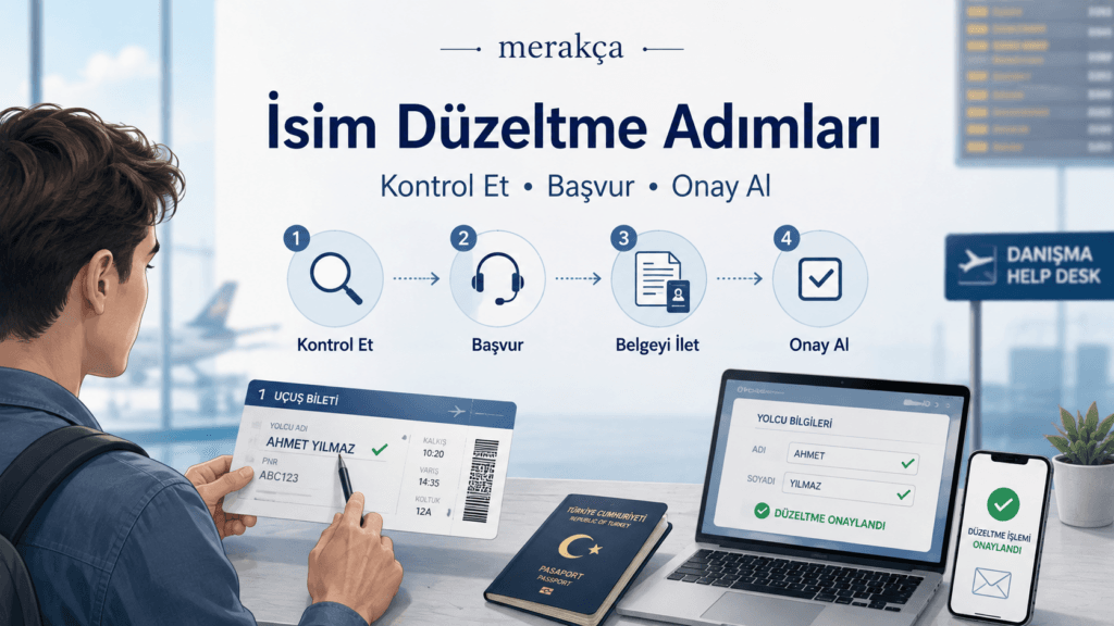 Uçak biletindeki yolcu adının düzeltilme işlemi