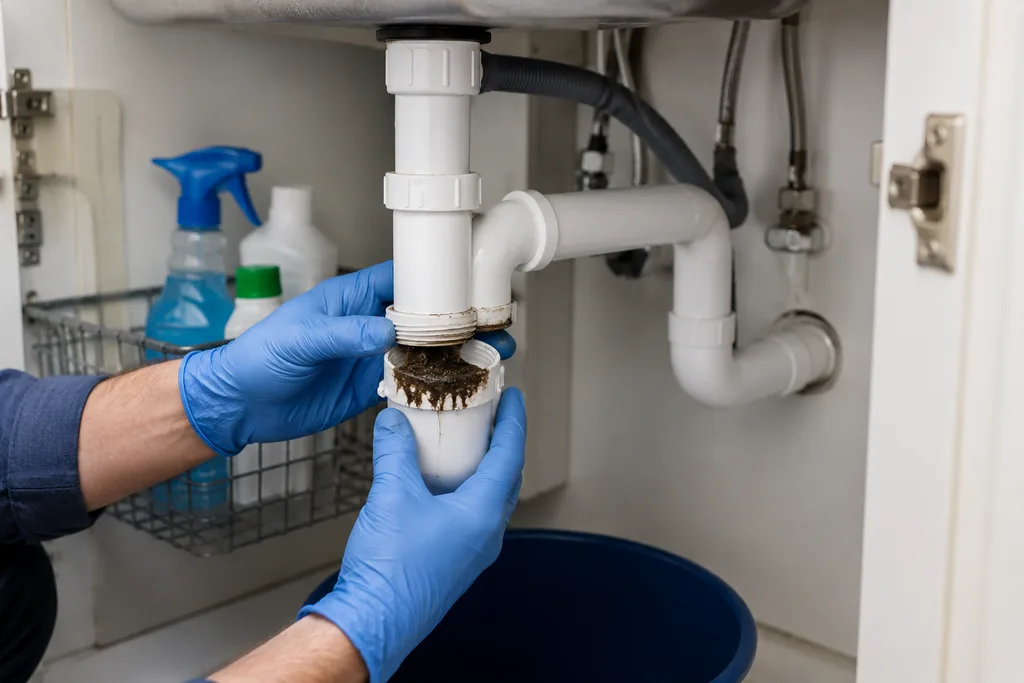 Lavabo giderindeki kötü kokunun nedenlerinden biri olan sifon ve gider borusunda biriken kirlerin temizlenmesi