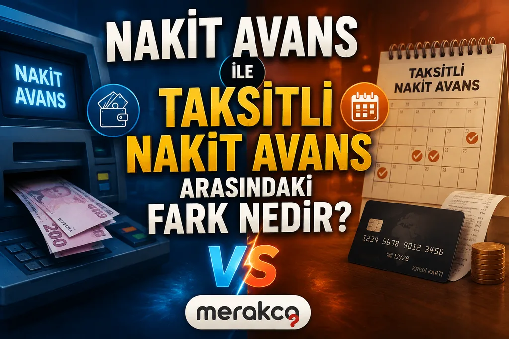 Nakit avans ile taksitli nakit avans farkını ATM ve taksit takvimiyle anlatan başlık görseli