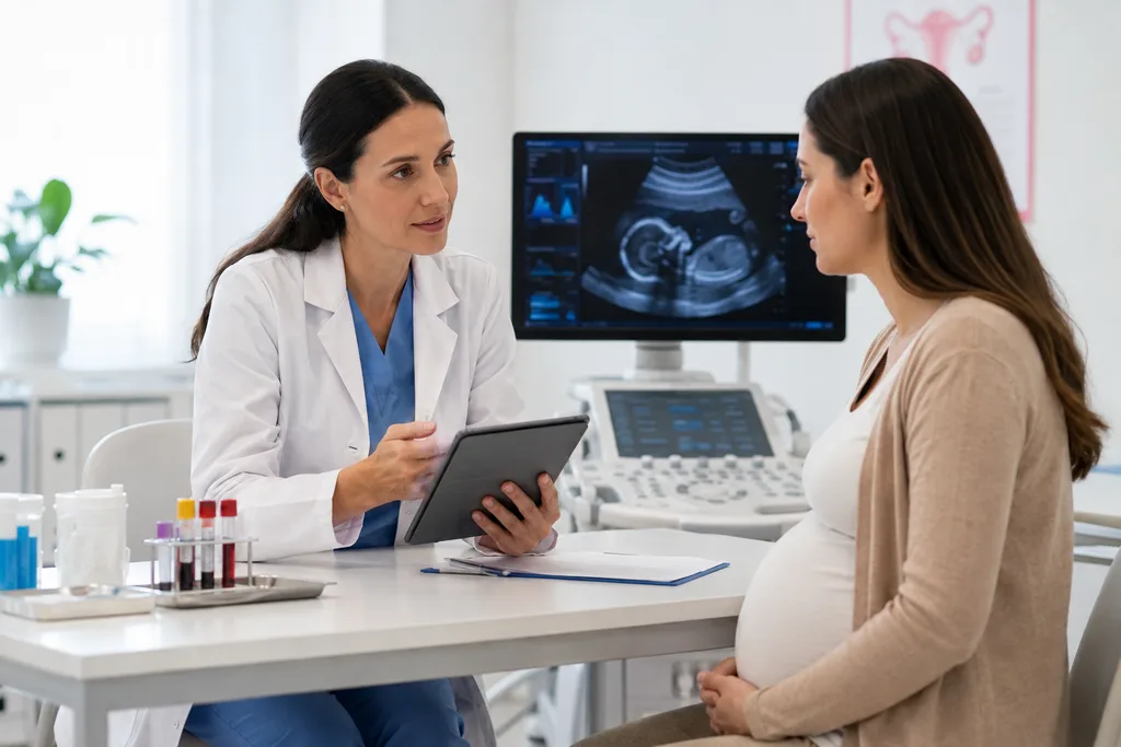 Fetal DNA testi sonucu ve olası anlamları hakkında danışmanlık veren doktor