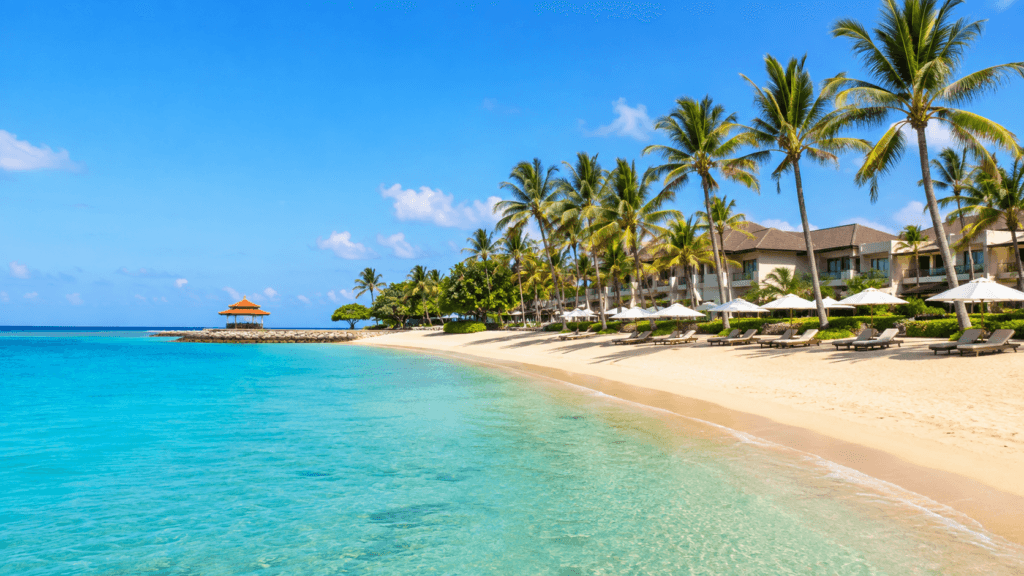 Bali'de sahile yakın modern konaklama bölgesi