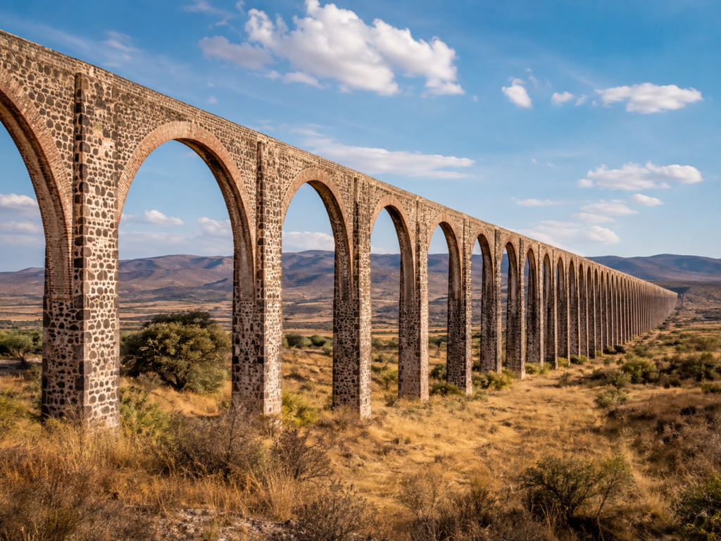 Meksika’daki Padre Tembleque su kemerinin uzun taş kemer dizisi