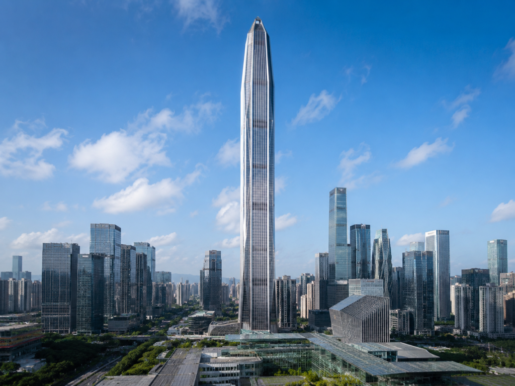 Shenzhen’de yükselen Ping An Finance Center gökdeleni