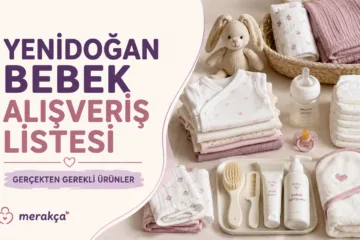 Yenidoğan bebek alışveriş listesinde bulunan kıyafet, bakım, uyku ve beslenme ürünleri