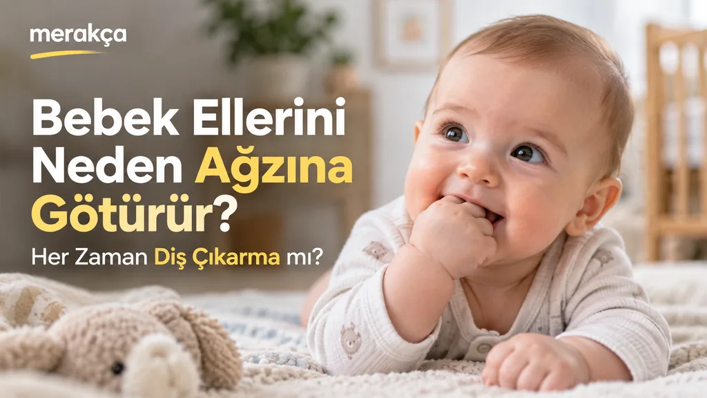 Ellerini ağzına götüren birkaç aylık bebek