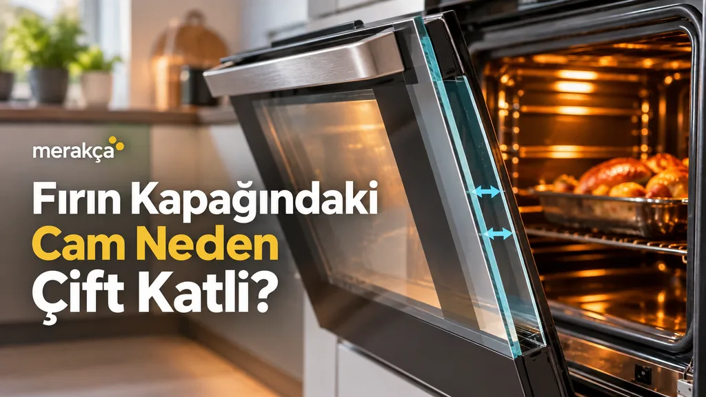 Çift camlı kapağa sahip modern ankastre fırın