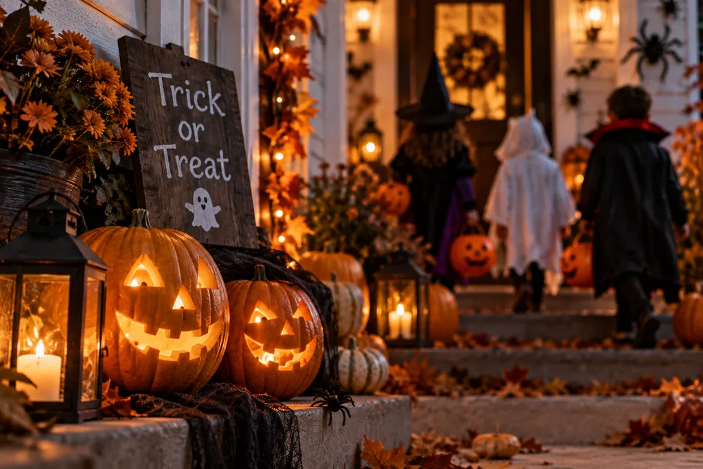 Halloween geleneğinin tarihsel kökenini temsil eden oyulmuş fener ve sonbahar gecesi