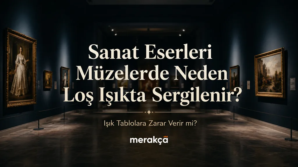 Müze görevlisinin tablonun üzerine düşen ışık seviyesini ölçmesi