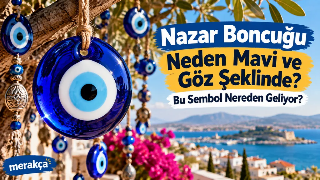 Mavi ve beyaz göz motiflerinden oluşan geleneksel cam nazar boncukları