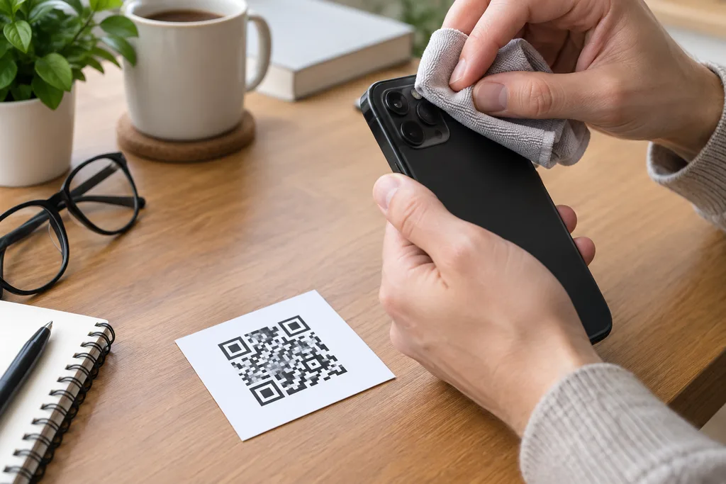 Telefon kamerasıyla farklı mesafeden QR kod tarama denemesi