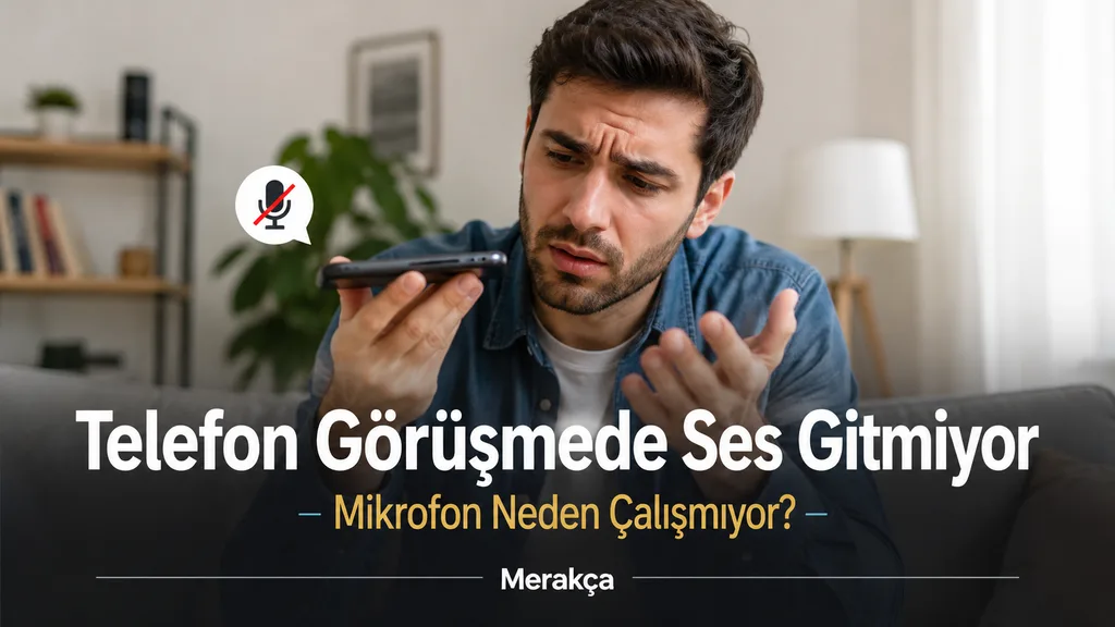 Telefon görüşmesinde mikrofon sorunu yaşayan akıllı telefon kullanıcısı