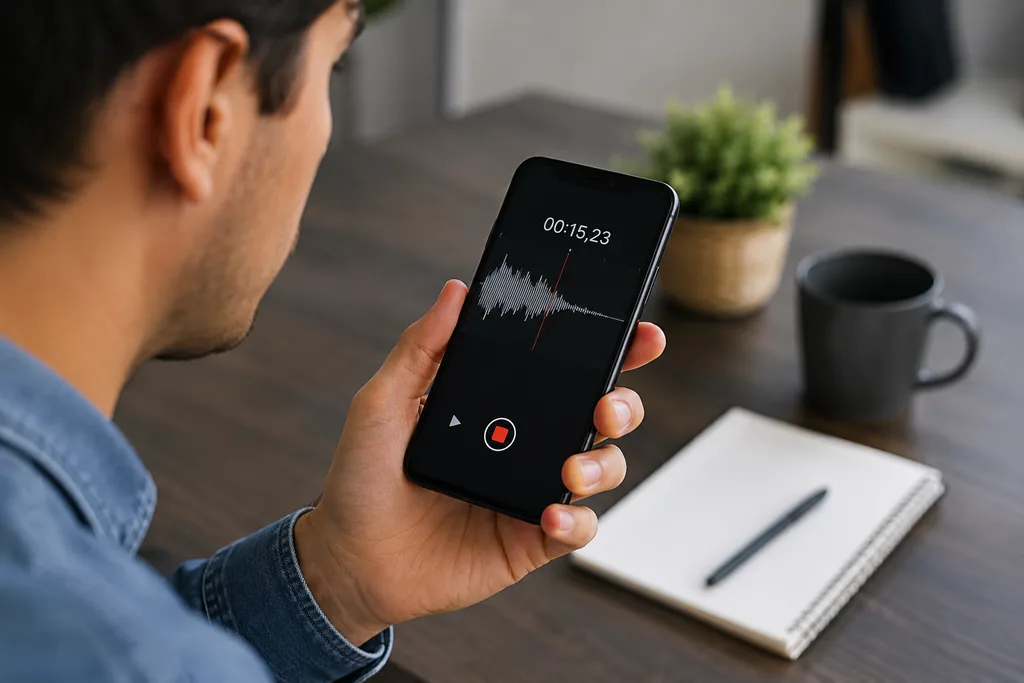 Telefon mikrofonunu ses kaydı yaparak test eden kullanıcı