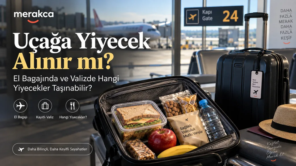 Havalimanında el bagajında paketli yiyecek taşıyan yolcu