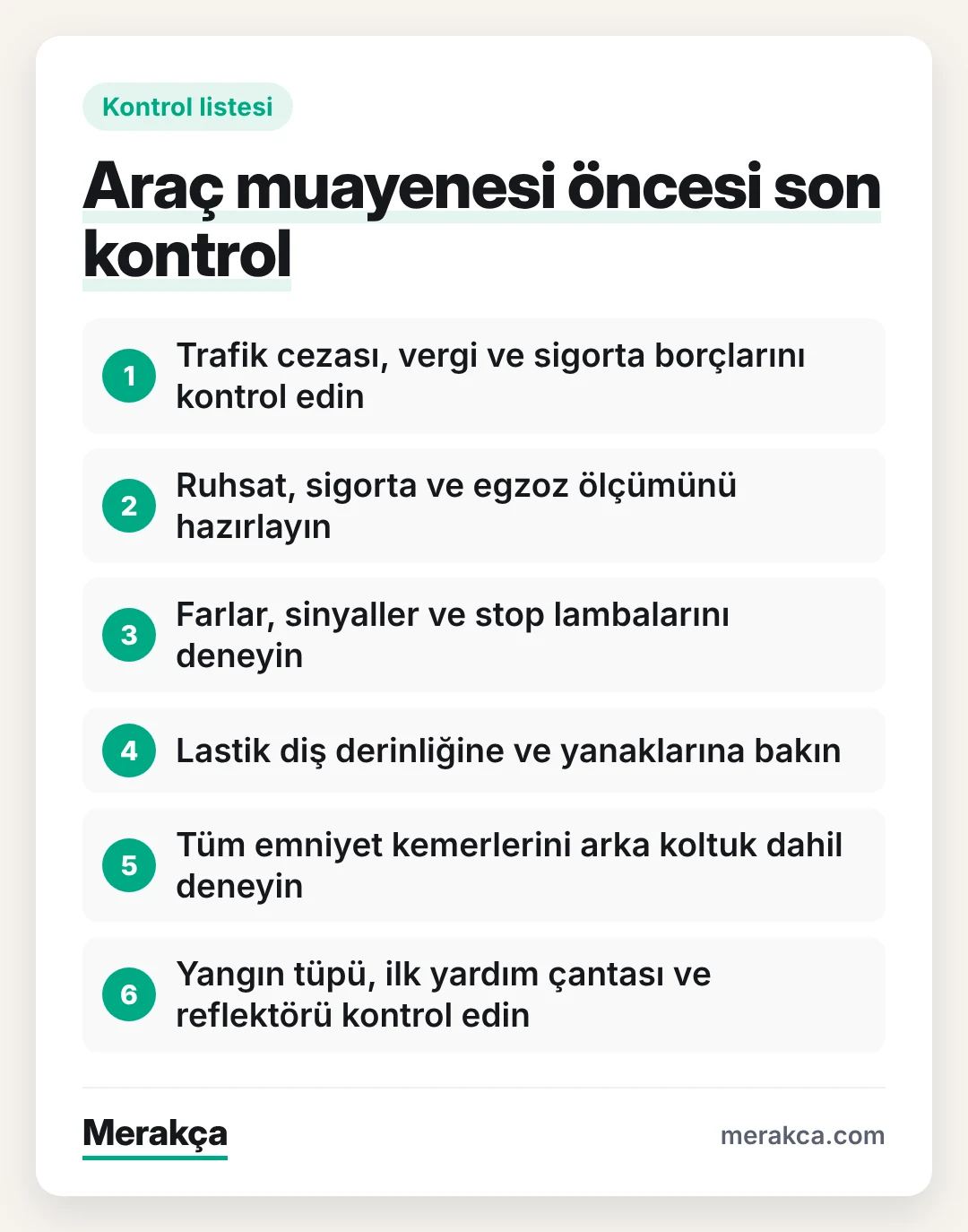 Araç muayenesine gitmeden önce gözden geçirilmesi gerekenler