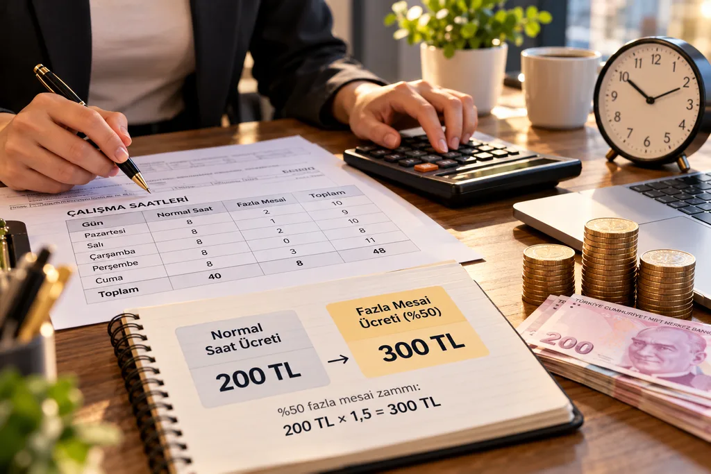 Normal saat ücreti 200 TL olan bir çalışanın yüzde 50 zamlı fazla mesai ücretinin 300 TL olarak hesaplanması