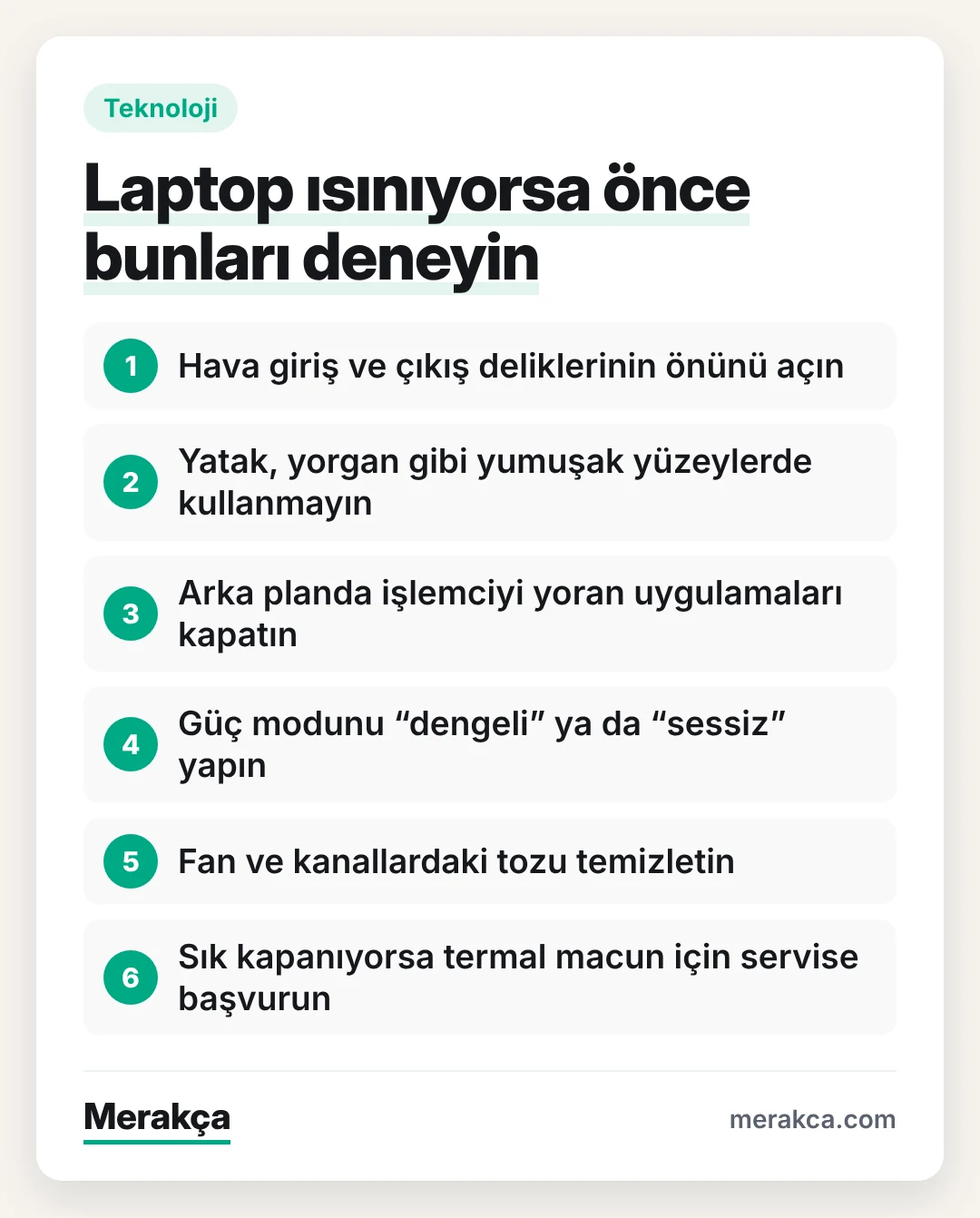 Aşırı ısınan ve kapanan laptop için ilk çözüm adımları