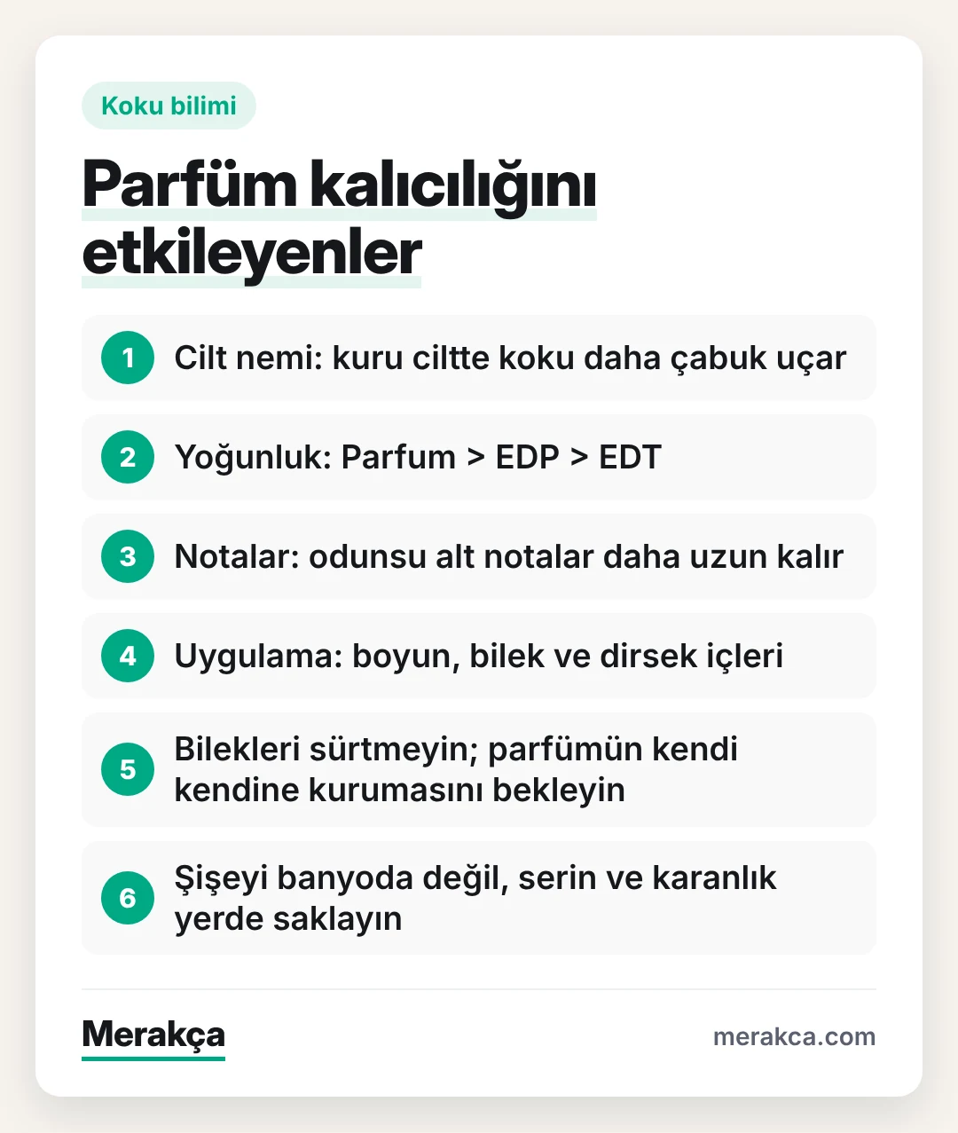 Parfümün tende ne kadar kalıcı olacağını etkileyen başlıca etkenler